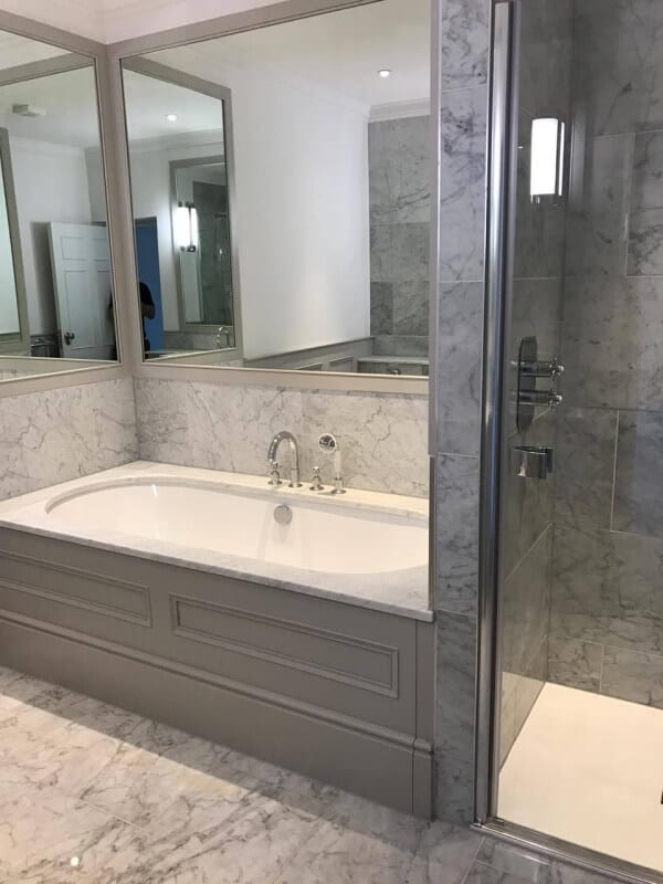 Modern Bathroom modern bathroom with bath tub and shower installed